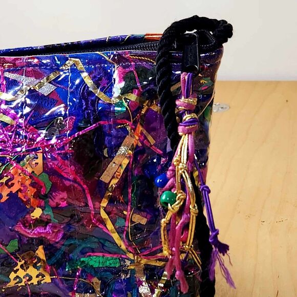 Northern Brights Confetti Mylar Recycled Trash Art Bag Purse Colorful Art Deco - Picture 5 of 13